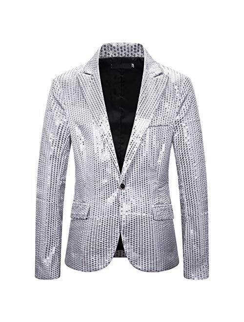 SFE Men's Fashion Suit Jacket Blazer Single Button Sequin Luxury Weddings Party Dinner Prom Tuxedo