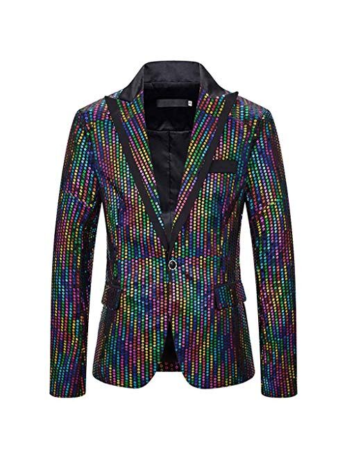 SFE Men's Fashion Suit Jacket Blazer Single Button Sequin Luxury Weddings Party Dinner Prom Tuxedo