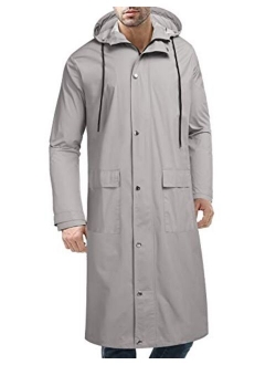 Men's Rain Jacket with Hood Waterproof Lightweight Active Long Raincoat