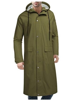 Men's Rain Jacket with Hood Waterproof Lightweight Active Long Raincoat
