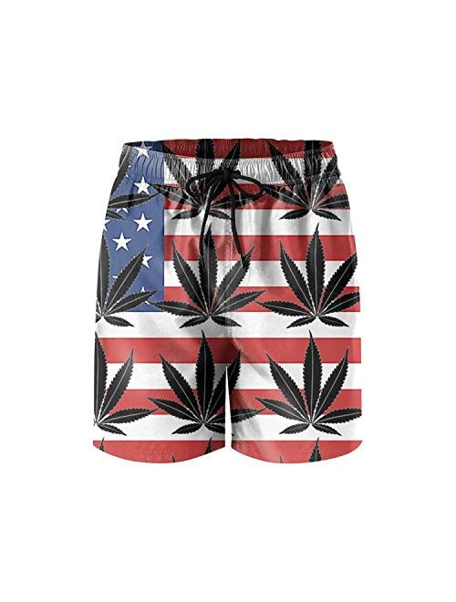 ZQ-SOUTH Trump 2020 American Flag Mens Printing Beach Shorts Swim Trunk Quick Dry