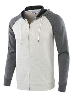 HARBETH Men's Athletic Fit Full Zip Fleece Hooded Sweatshirt Active Hoodie