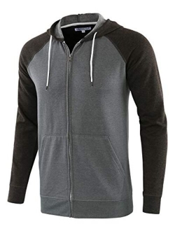 HARBETH Men's Athletic Fit Full Zip Fleece Hooded Sweatshirt Active Hoodie