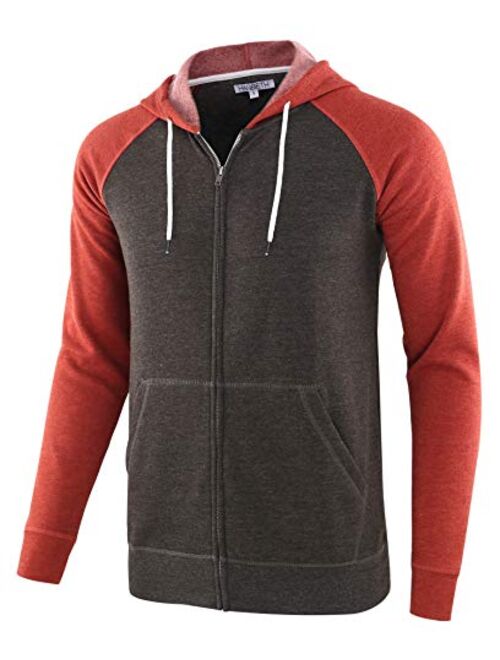 HARBETH Men's Athletic Fit Full Zip Fleece Hooded Sweatshirt Active Hoodie