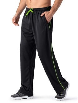 MAGNIVIT Men's Lightweight Sweatpants Loose Fit Open Bottom Mesh Athletic Pants with Zipper Pockets