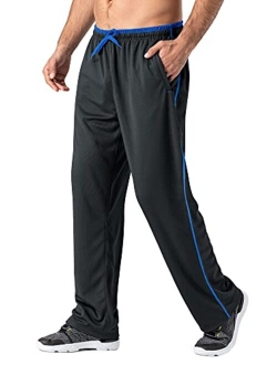 MAGNIVIT Men's Lightweight Sweatpants Loose Fit Open Bottom Mesh Athletic Pants with Zipper Pockets