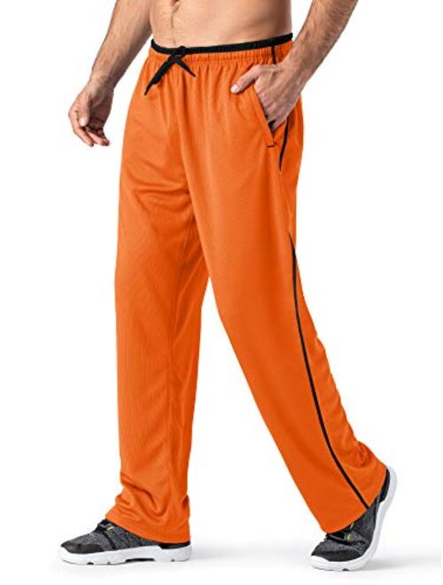 MAGNIVIT Men's Lightweight Sweatpants Loose Fit Open Bottom Mesh Athletic Pants with Zipper Pockets