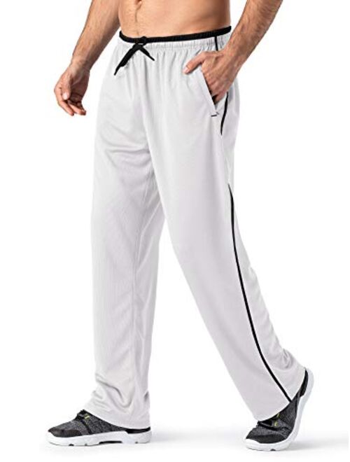 MAGNIVIT Men's Lightweight Sweatpants Loose Fit Open Bottom Mesh Athletic Pants with Zipper Pockets