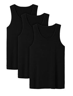 Men's Bamboo Rayon & Cotton Undershirts Crew Neck Tank Tops A-Shirts in 3 or 4 Pack