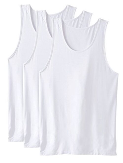 Men's Bamboo Rayon & Cotton Undershirts Crew Neck Tank Tops A-Shirts in 3 or 4 Pack