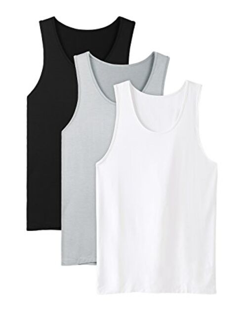 DAVID ARCHY Men's Bamboo Rayon & Cotton Undershirts Crew Neck Tank Tops A-Shirts in 3 or 4 Pack