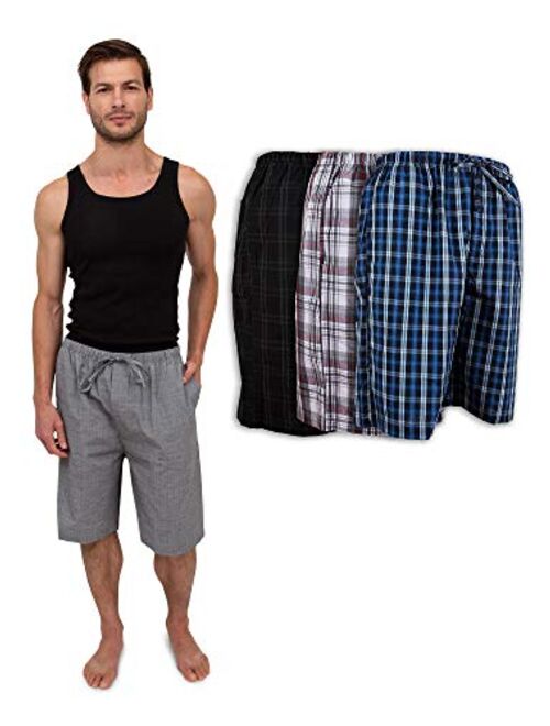 Men's 3 Pack Soft Poplin Woven Pajama & Sleep Jam Cargo Short Lounge Pants