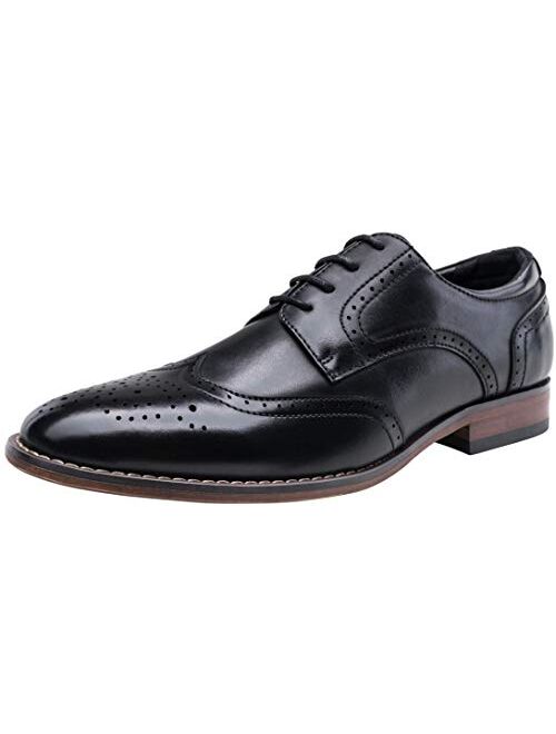 VOSTEY Men's Dress Shoes Classic Derby Wingtip Brogue Men Oxfords