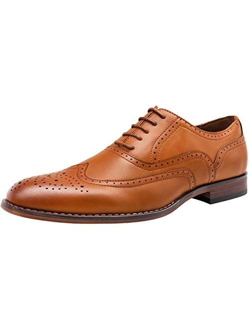 VOSTEY Men's Dress Shoes Classic Derby Wingtip Brogue Men Oxfords