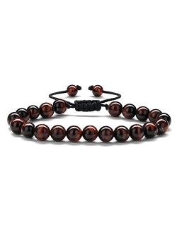 Gifts for Men Bracelet Lava Rock - 8mm Tiger Eye Lava Rock Stone Mens Anxiety Healing Bracelet, Stress Relief Adjustable Lava Rock Aromatherapy Essential Oil Diffuser Bra