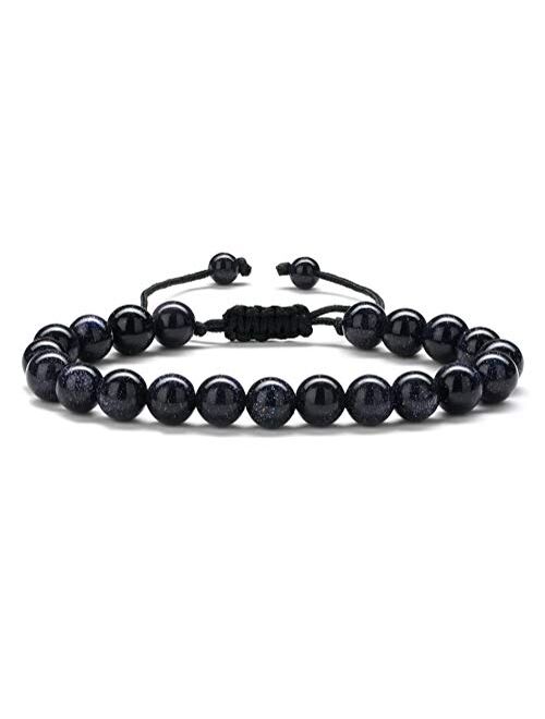 Gifts for Men Bracelet Lava Rock - 8mm Tiger Eye Lava Rock Stone Mens Anxiety Healing Bracelet, Stress Relief Adjustable Lava Rock Aromatherapy Essential Oil Diffuser Bra