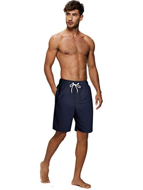 SILKWORLD Men's 2 Pack Swim Trunks Quick Dry Beach Boardshorts Classic Length