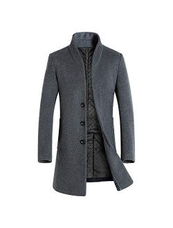 Clearance Forthery Men's Trench Coat Winter Long Jacket Double Breasted Overcoat