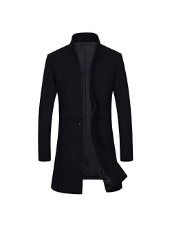 Clearance Forthery Men's Trench Coat Winter Long Jacket Double Breasted Overcoat