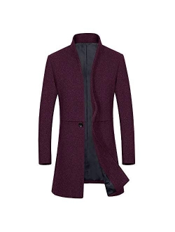 Clearance Forthery Men's Trench Coat Winter Long Jacket Double Breasted Overcoat