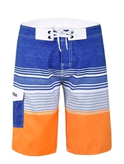 Nonwe Men's Quick Dry Wave Pattern with Mesh Lining Board Shorts