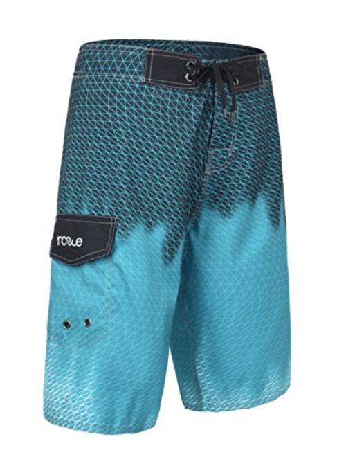 Nonwe Men's Quick Dry Wave Pattern with Mesh Lining Board Shorts