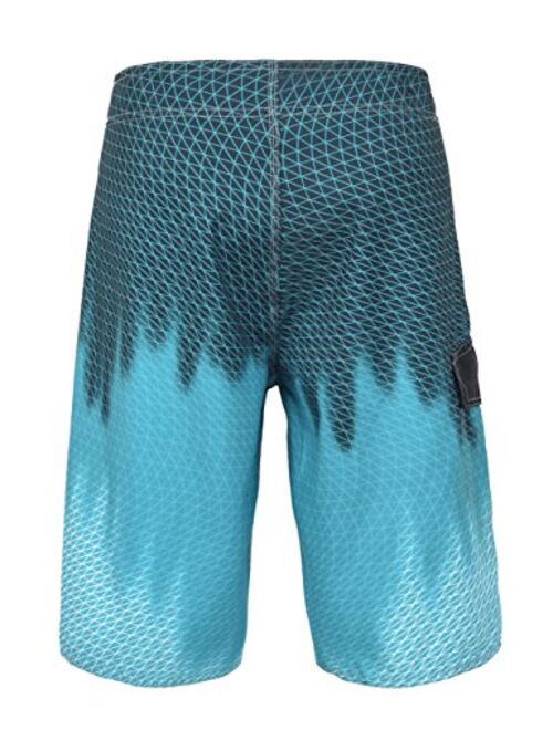 Nonwe Men's Quick Dry Wave Pattern with Mesh Lining Board Shorts