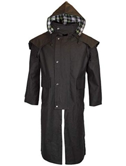 Walker & Hawkes - Unisex Waxed Long Cape Stockman Hooded Coat