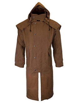 Walker & Hawkes - Unisex Waxed Long Cape Stockman Hooded Coat