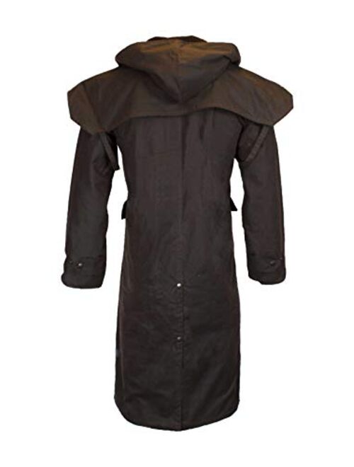 Walker & Hawkes - Unisex Waxed Long Cape Stockman Hooded Coat