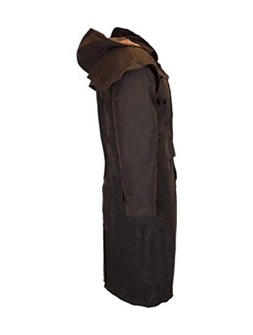 Walker & Hawkes - Unisex Waxed Long Cape Stockman Hooded Coat