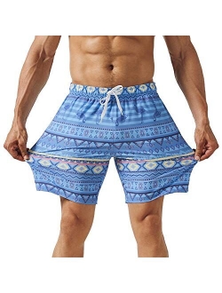 Mens 4 Way Stretchy Swim Trunks Swimwear Summer Board Shorts with Mesh Lining Pocket