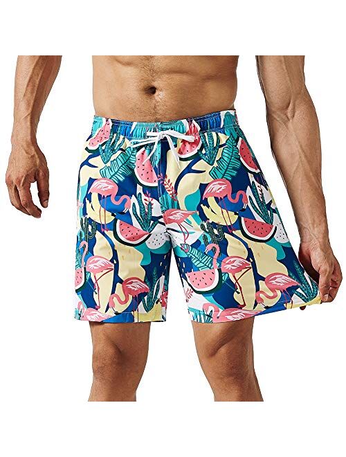 MaaMgic Mens 4 Way Stretchy Swim Trunks Swimwear Summer Board Shorts with Mesh Lining Pocket