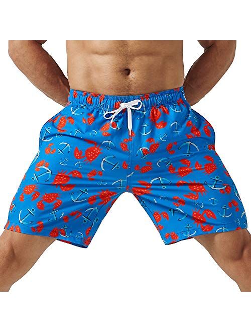 MaaMgic Mens 4 Way Stretchy Swim Trunks Swimwear Summer Board Shorts with Mesh Lining Pocket