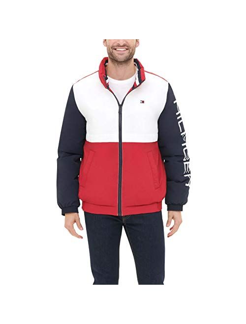 Tommy Hilfiger Men's Retro Colorblocked Stand Collar Performance Puffer Jacket