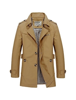 DAVID.ANN Men's Windbreaker Notch Lapel Single Breasted Coat