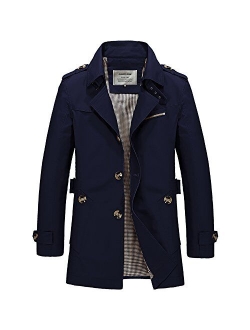 DAVID.ANN Men's Windbreaker Notch Lapel Single Breasted Coat