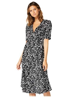 Amazon Brand - Truth & Fable Women's Midi Chiffon A-Line Dress