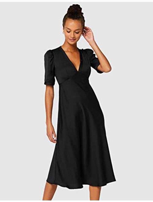 Amazon Brand - Truth & Fable Women's Midi Chiffon A-Line Dress