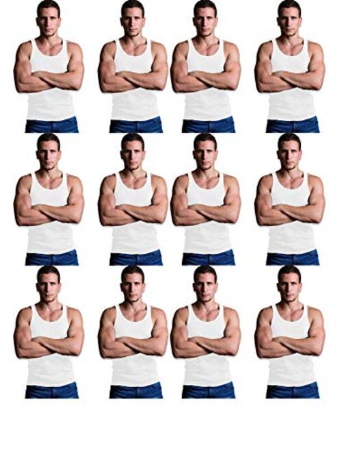 Andrew Scott Men's Cotton Solid 12 Pack Color Tank Top a Shirt