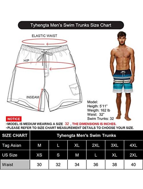 Tyhengta Men's Board Shorts Quick Dry Swim Trunks with Mesh Lining