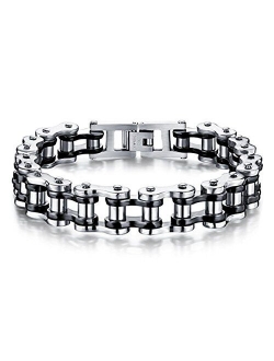 Feraco Mens Bikers Bracelet Stainless Steel Motorcycle Bike Chain Bracelets 8.4 Inch