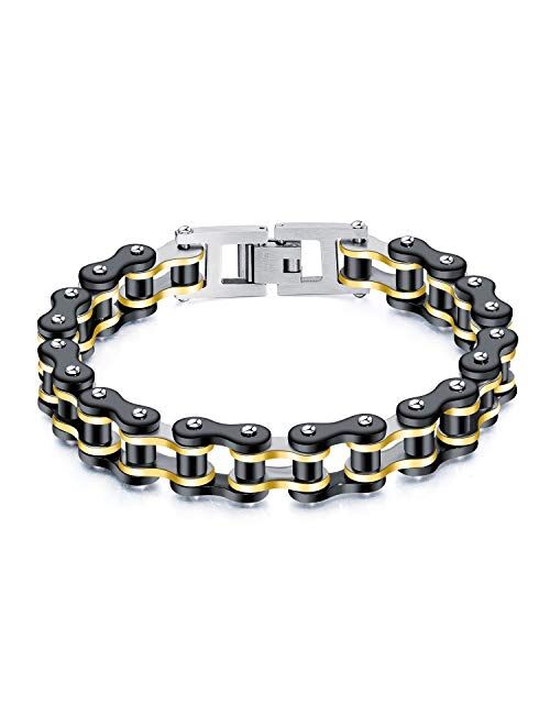 Feraco Mens Bikers Bracelet Stainless Steel Motorcycle Bike Chain Bracelets 8.4 Inch