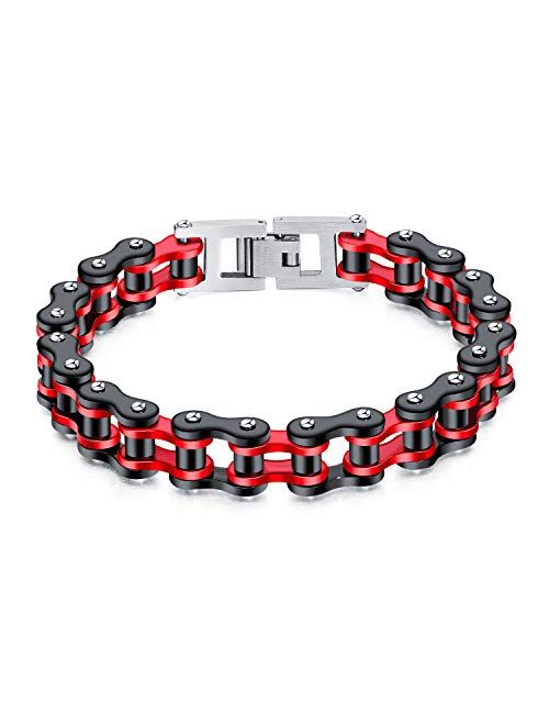 Feraco Mens Bikers Bracelet Stainless Steel Motorcycle Bike Chain Bracelets 8.4 Inch