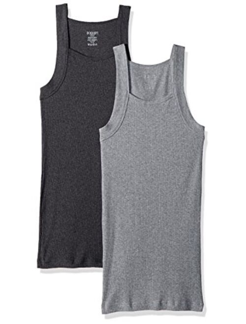 2(X)IST Men's Cotton Solid Essential Cotton Square Cut Tank 2-Pack