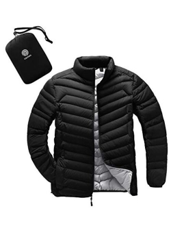 Men's Packable Down Jacket Water-Resistant with Zipper Pockets Ultra-Lightweight Winter Outerwear Duck Down-Filled M32