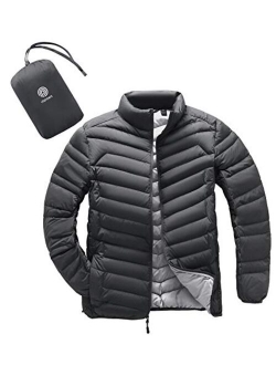 Men's Packable Down Jacket Water-Resistant with Zipper Pockets Ultra-Lightweight Winter Outerwear Duck Down-Filled M32