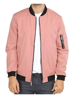 WULFUL Mens Casual Lightweight Jacket Softshell Flight Bomber Jacket Varsity Coat