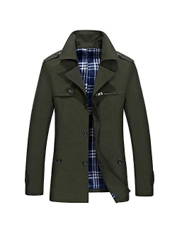 Men's Casual Trench Coat Single Breasted Classic Overcoat Business Jacket Slim Fit