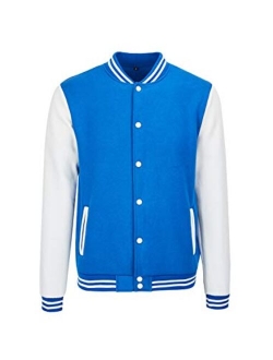 TRIFUNESS Varsity Jacket Letterman Jacket Baseball Jacket with Long Sleeve Banded Collar